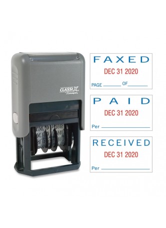 Message/Date Stamp - "PAID, FAXED, RECEIVED" - 0.93" Impression Width x 1.75" Impression Length - Blue, Red - 1 Each - xst40330